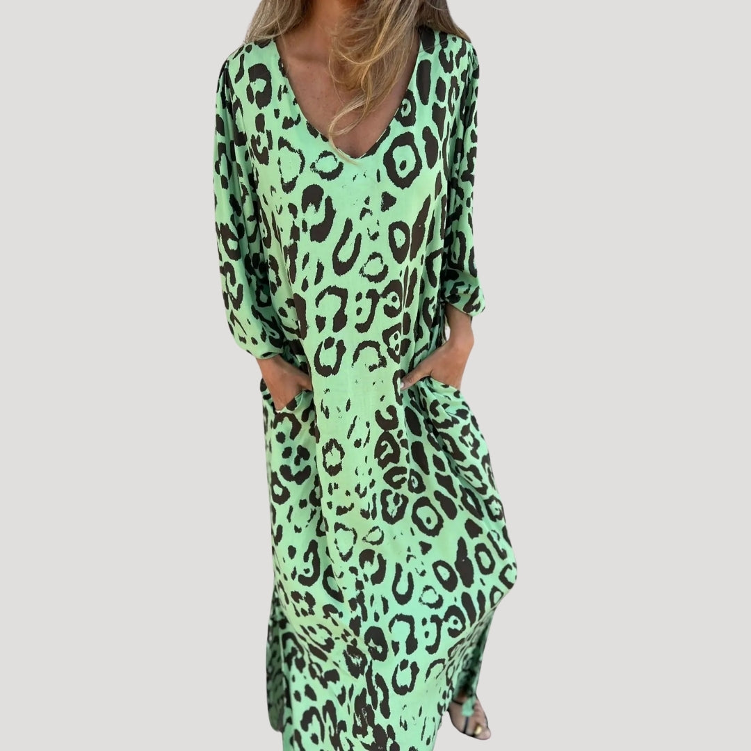 Maxi Dress with Sleeves – Flattering V-Neckline – Chic Beach Style 8