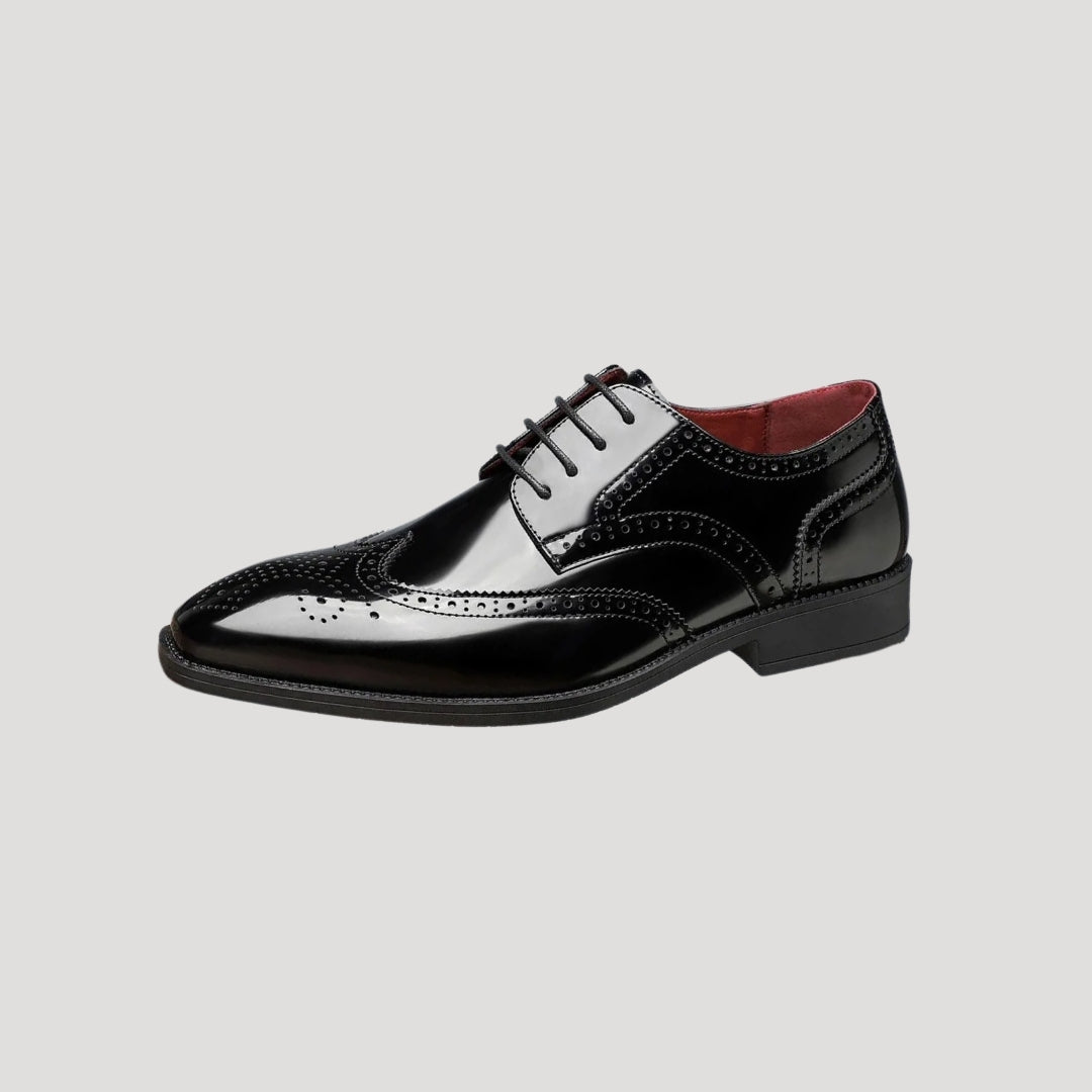Men's Black Dress Shoes - Classic Wingtip Brogue Oxford with Cushioned Insole for Formal Occasions 3