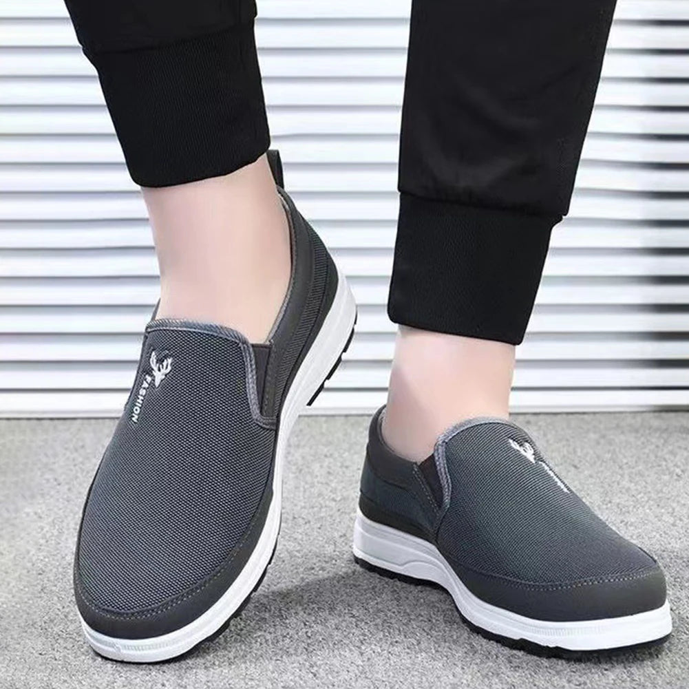 Men's Boat Shoes Black Size 42 Mesh Slip-On Casual Footwear 1