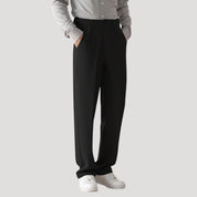 Men's Casual Trousers with Elastic Waist and Straight Leg Fit – Comfortable Smart Chinos for Office and Everyday Wear 0