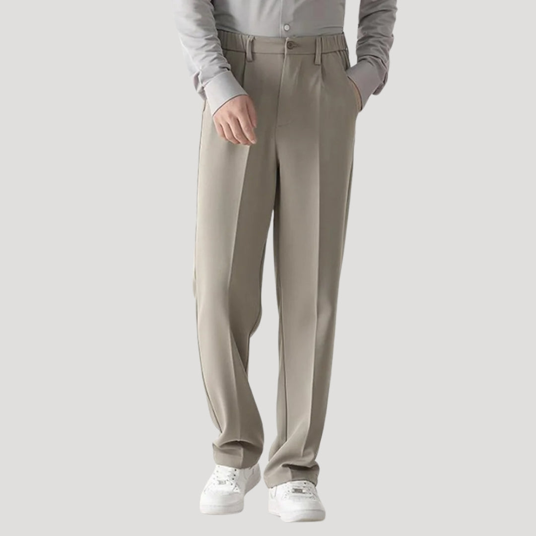Men's Casual Trousers with Elastic Waist and Straight Leg Fit – Comfortable Smart Chinos for Office and Everyday Wear 1