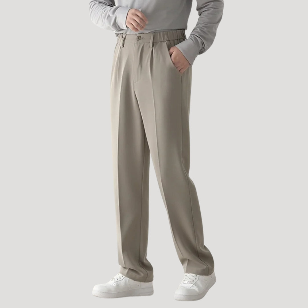 Men's Casual Trousers with Elastic Waist and Straight Leg Fit – Comfortable Smart Chinos for Office and Everyday Wear 3