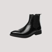 Men's Chelsea Boots in Leather with Chunky Heel – Slip-On Design with Elastic Side Panels and Cap Toe Style 4