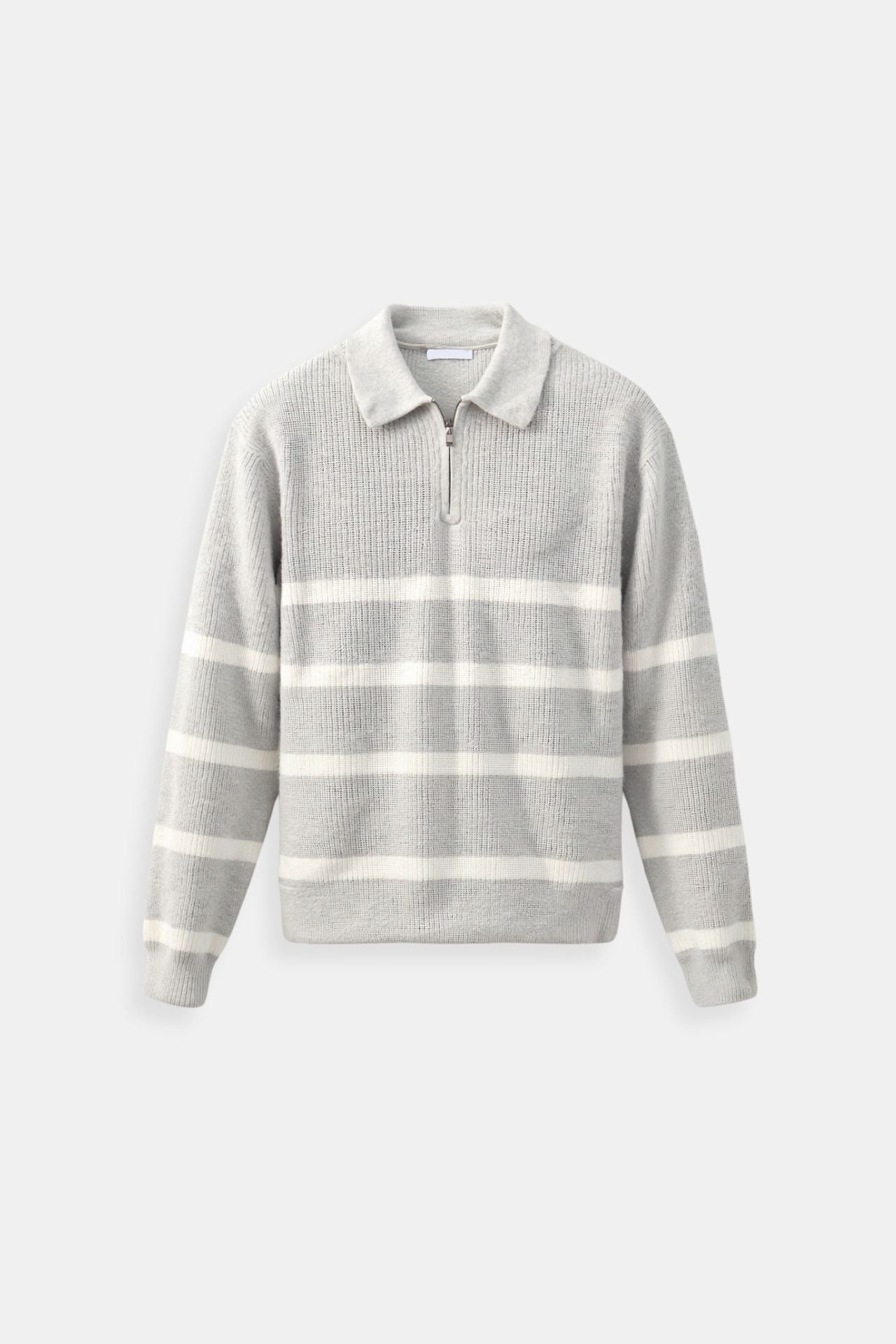 Men's Half Zip Striped Wool Blend Sweater 0
