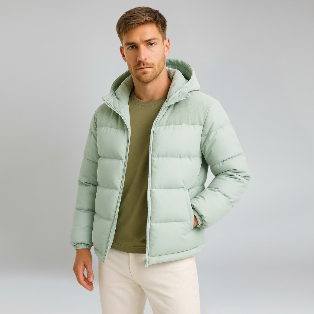 Jacket – Mens – Autumn & Winter – Men's Lightweight Insulated Puffer Jacket with Hood and Pockets – Montford Co 0