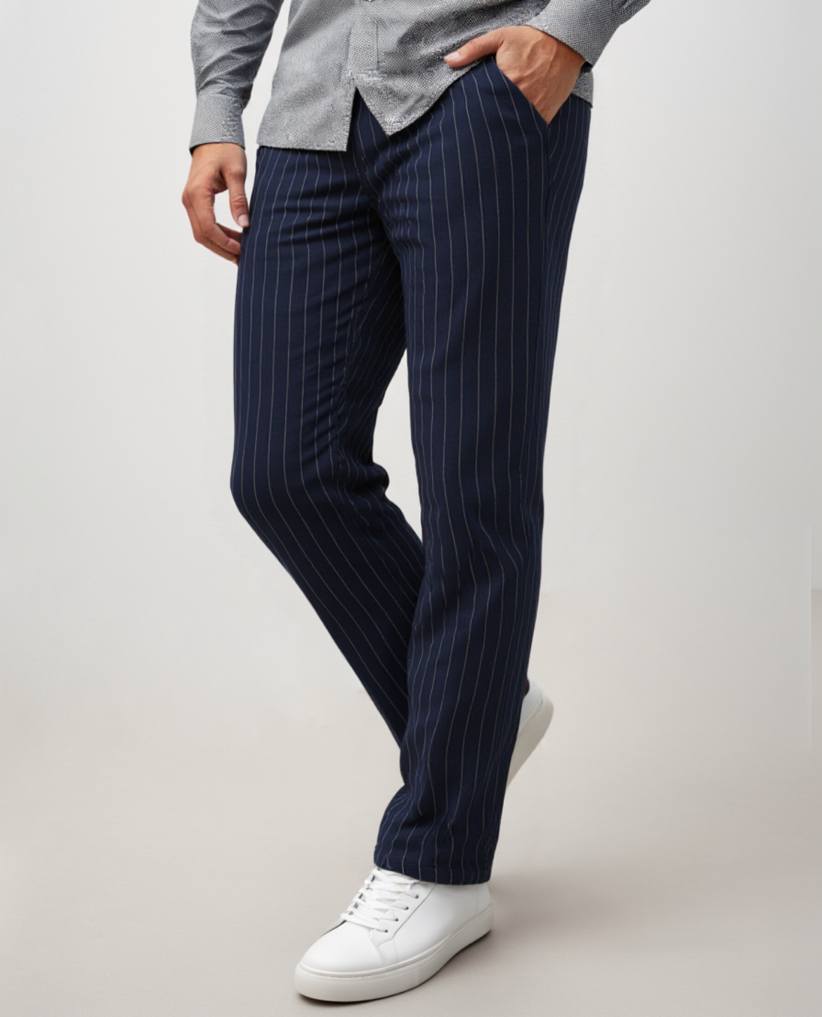 Men's Linen Trousers - Relaxed Fit Striped Linen Pants, Lightweight and Breathable for Casual Summer Style 0