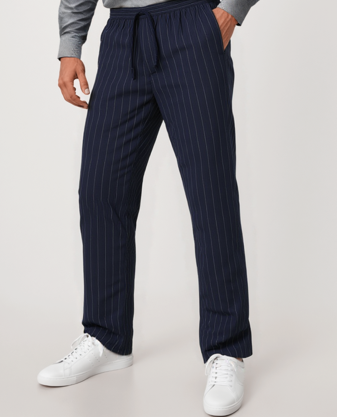 Men's Linen Trousers - Relaxed Fit Striped Linen Pants, Lightweight and Breathable for Casual Summer Style 2