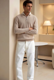 Men's Quarter Zip Sweater - Classic Knitted Wool Design 3