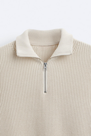Men's Quarter Zip Sweater - Classic Knitted Wool Design 4
