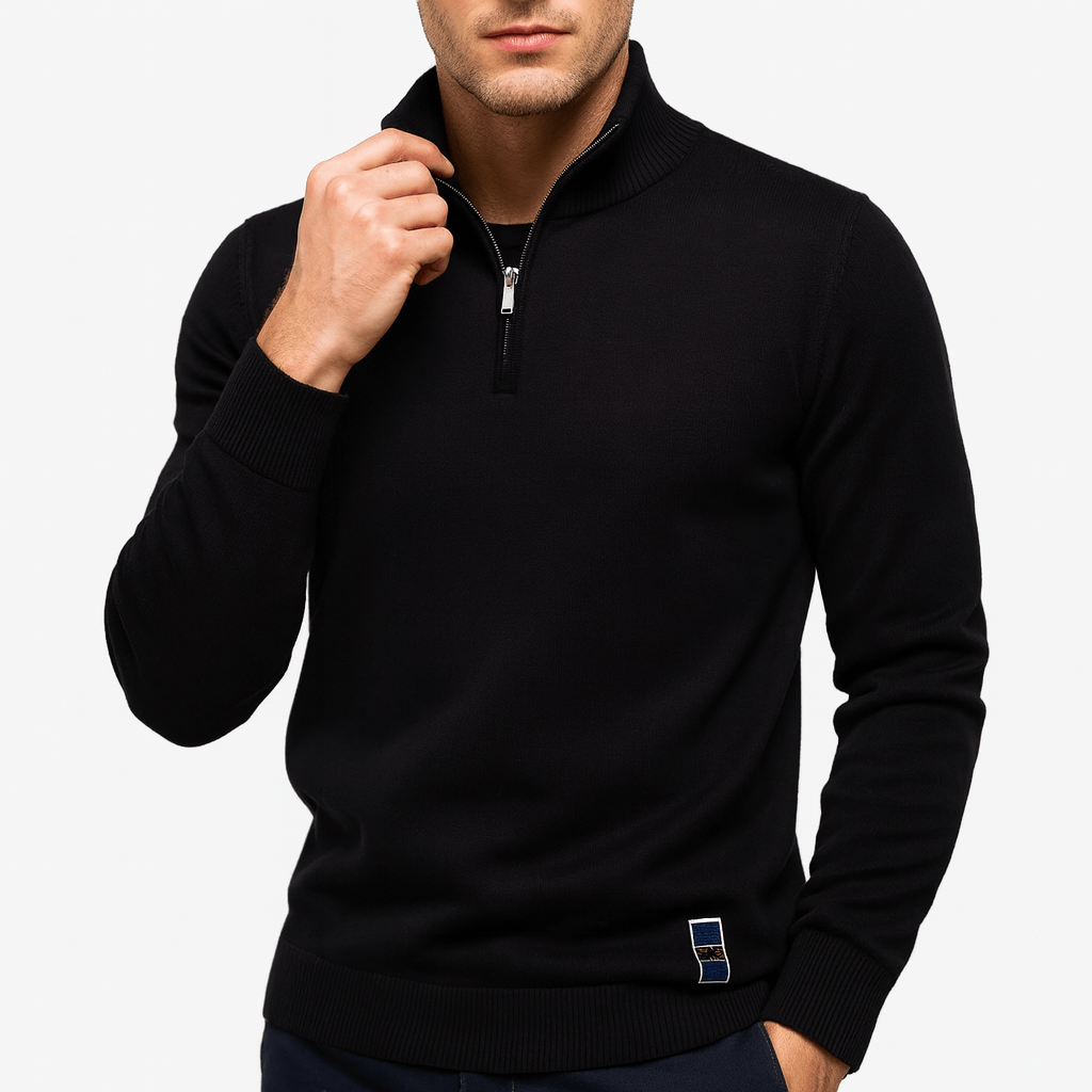 Men's Quarter Zip Sweater - Fitted Knit Design 2