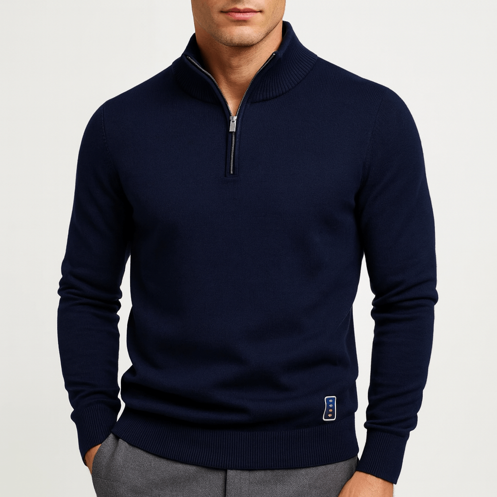 Men's Quarter Zip Sweater - Fitted Knit Design 3