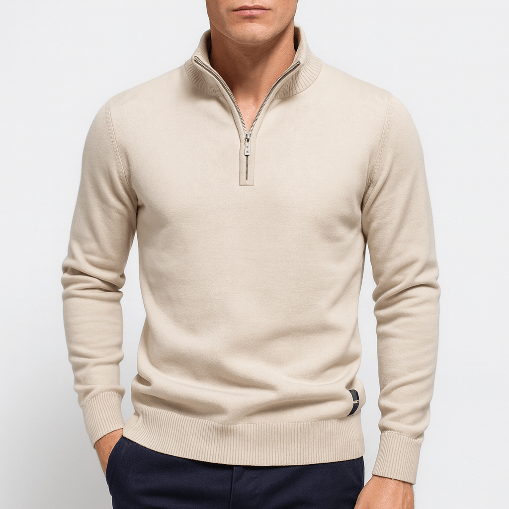 Men's Quarter Zip Sweater - Fitted Knit Design 4