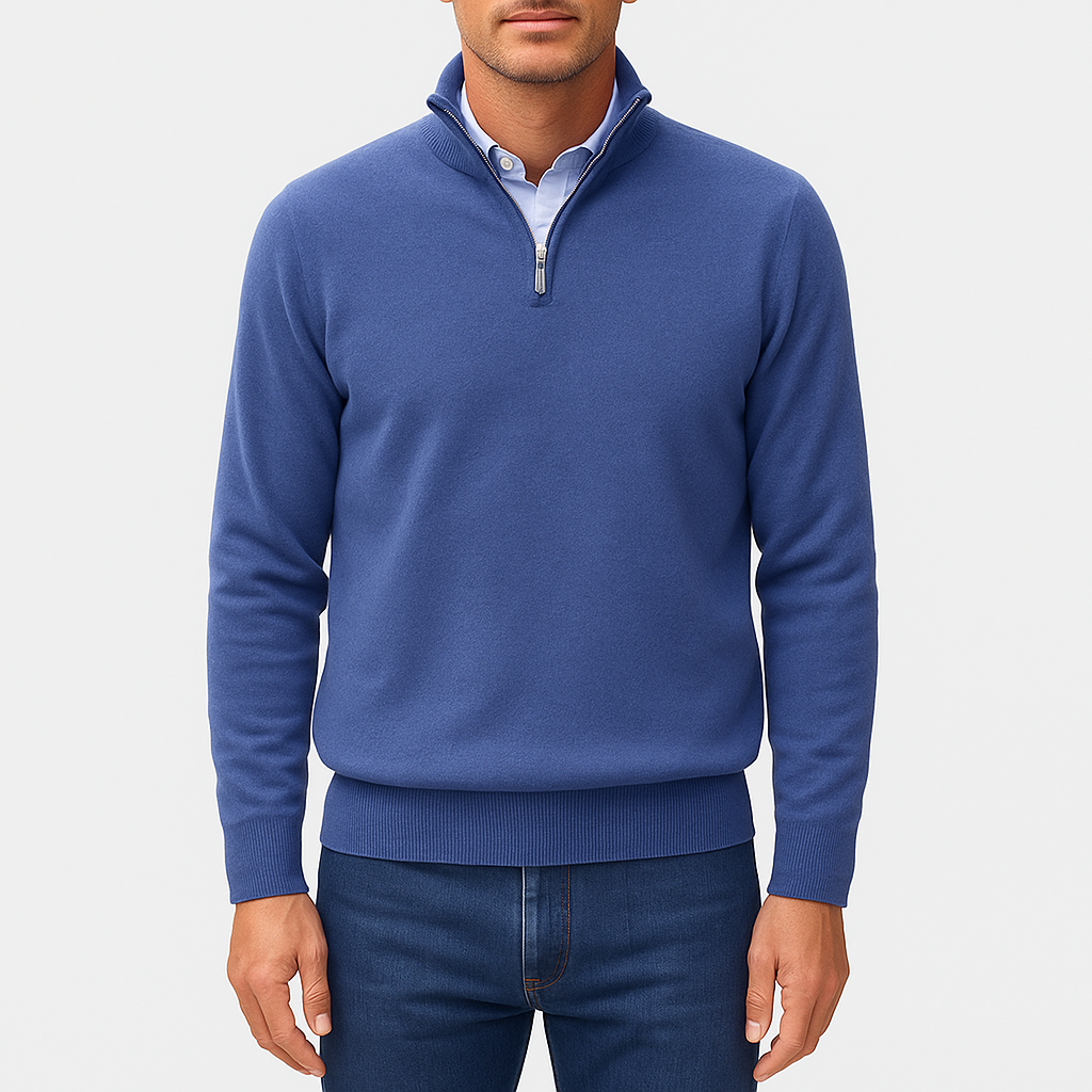 Men's Quarter Zip Sweater - Lightweight Knit Top 1