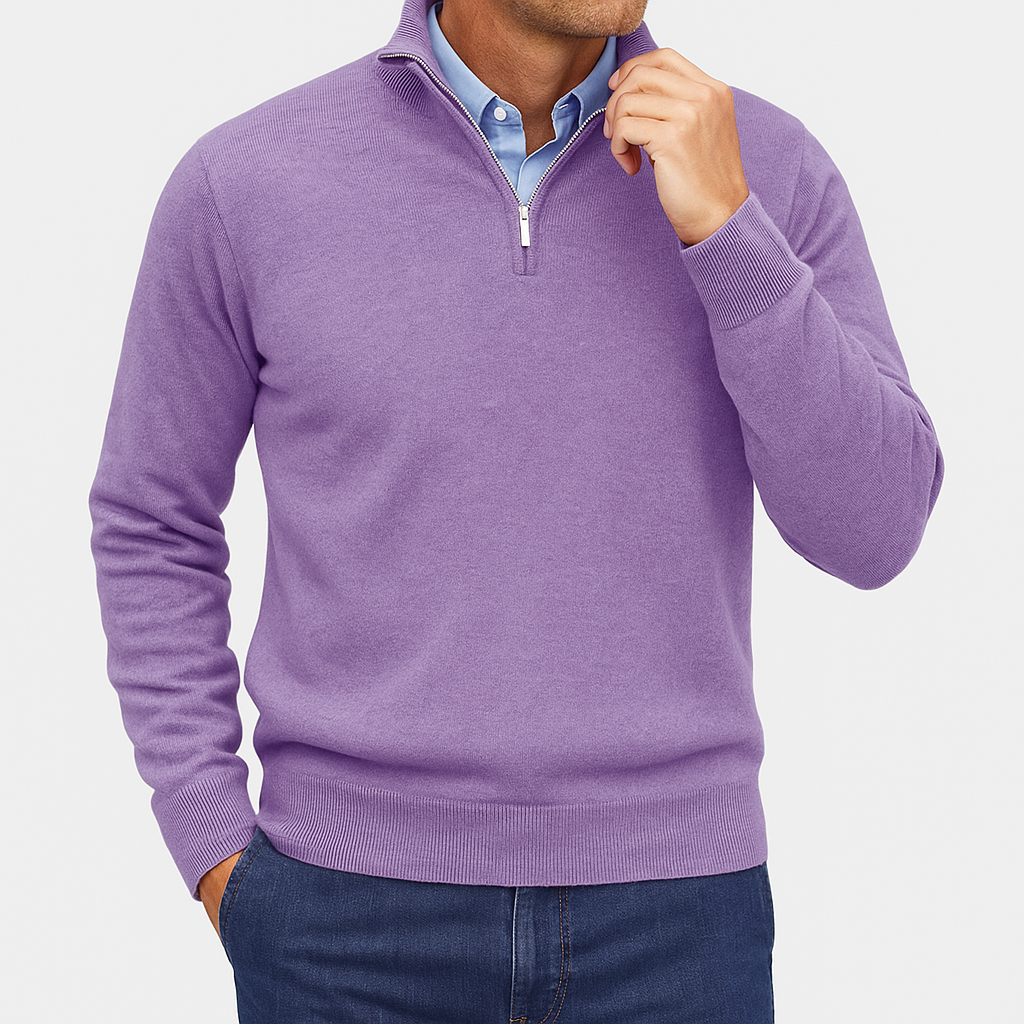Men's Quarter Zip Sweater - Lightweight Knit Top 6