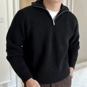 Men's Quarter Zip Sweater - Soft Cotton Knit with Ribbed Texture for Versatile Layering and Comfort 4