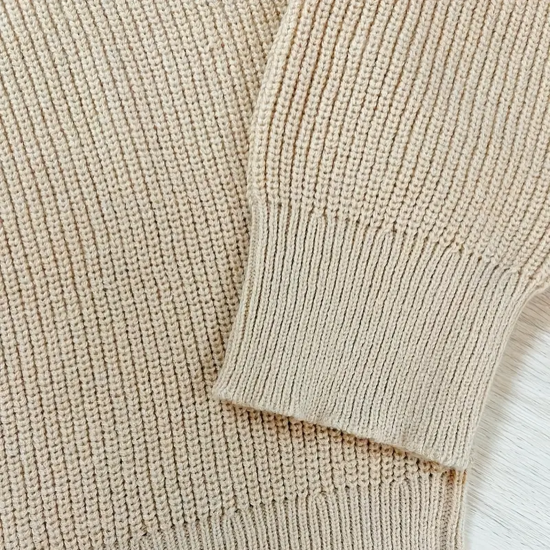 Men's Quarter Zip Sweater - Soft Cotton Knit with Ribbed Texture for Versatile Layering and Comfort 7