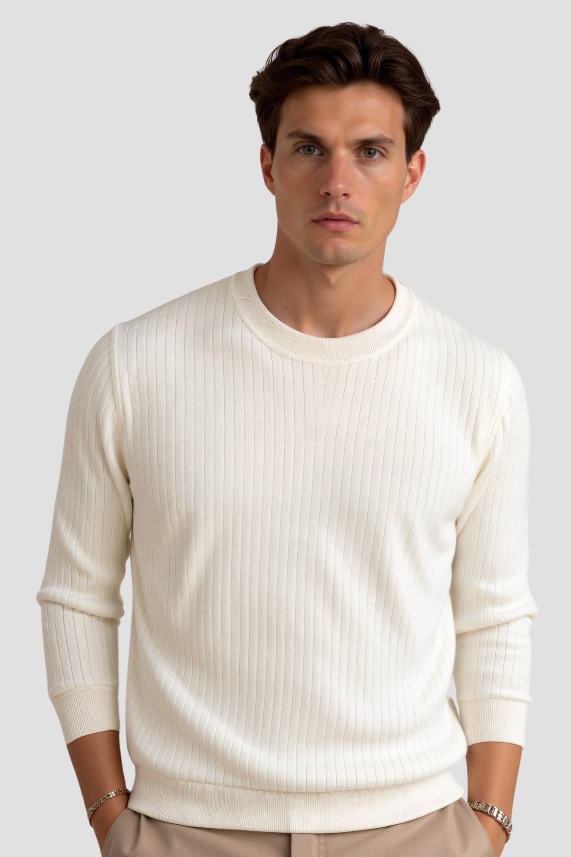 Men's Ribbed Knit Long Sleeve Sweater 1