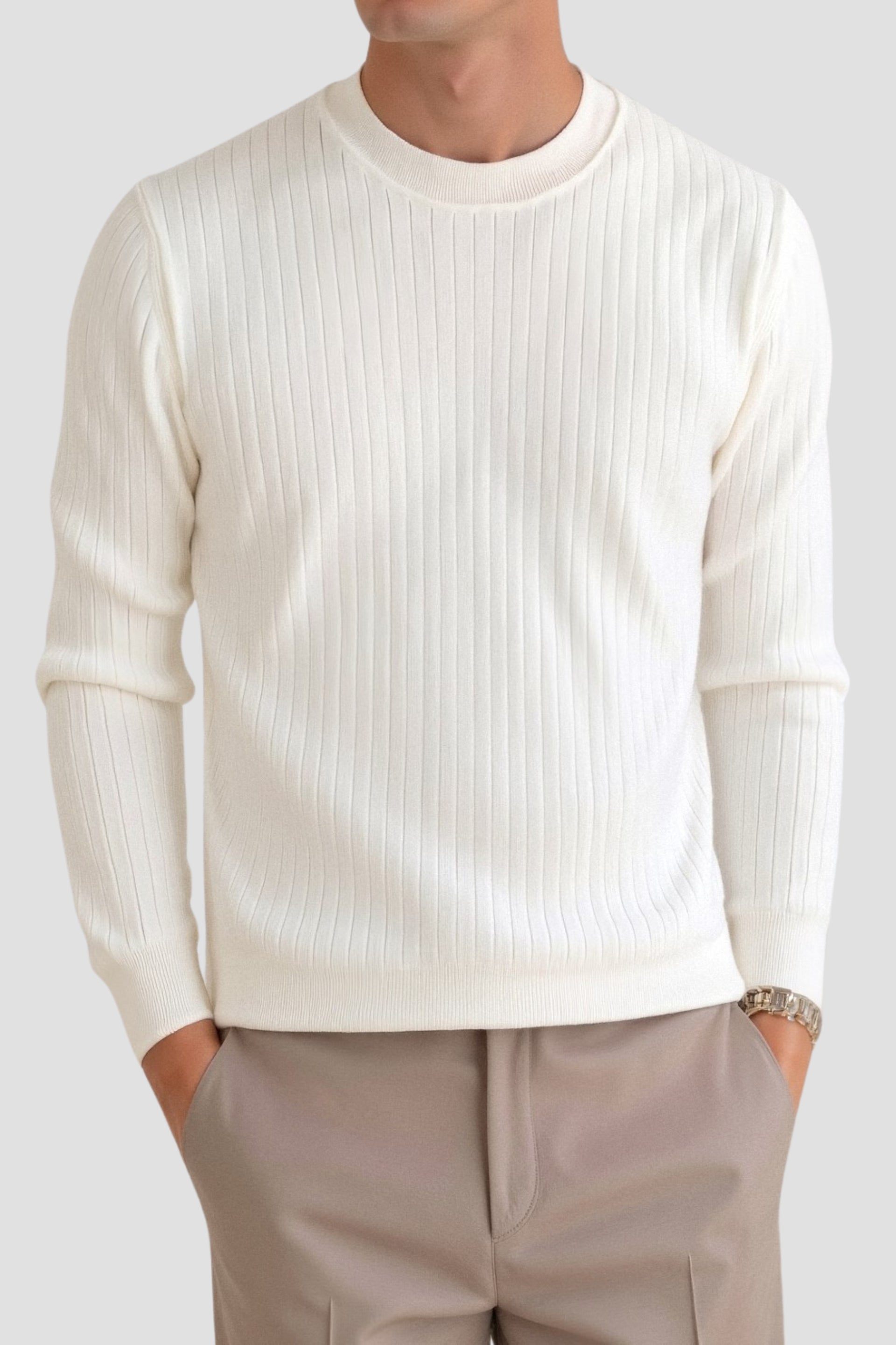 Men's Ribbed Knit Long Sleeve Sweater 4