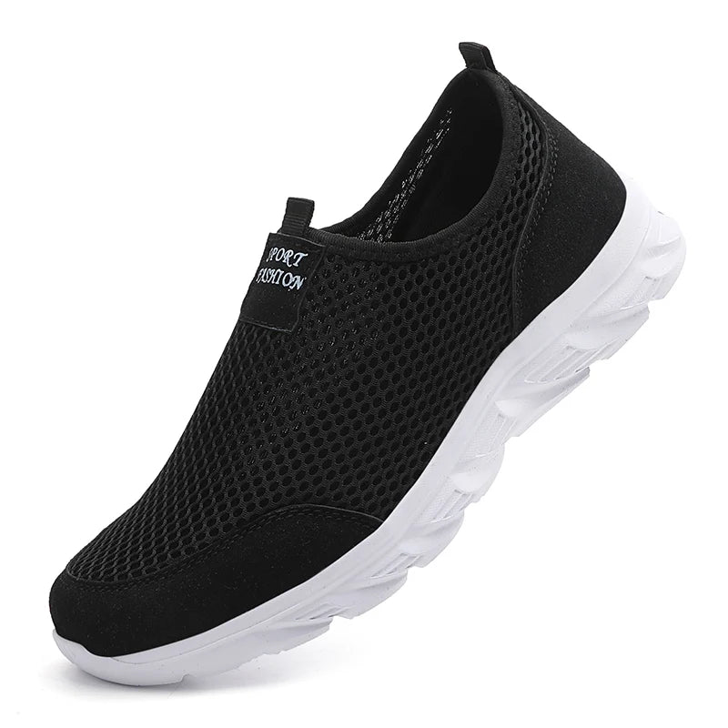 Men's Slip-On Shoes Black Size 42 Mesh Lightweight Casual Walking 6