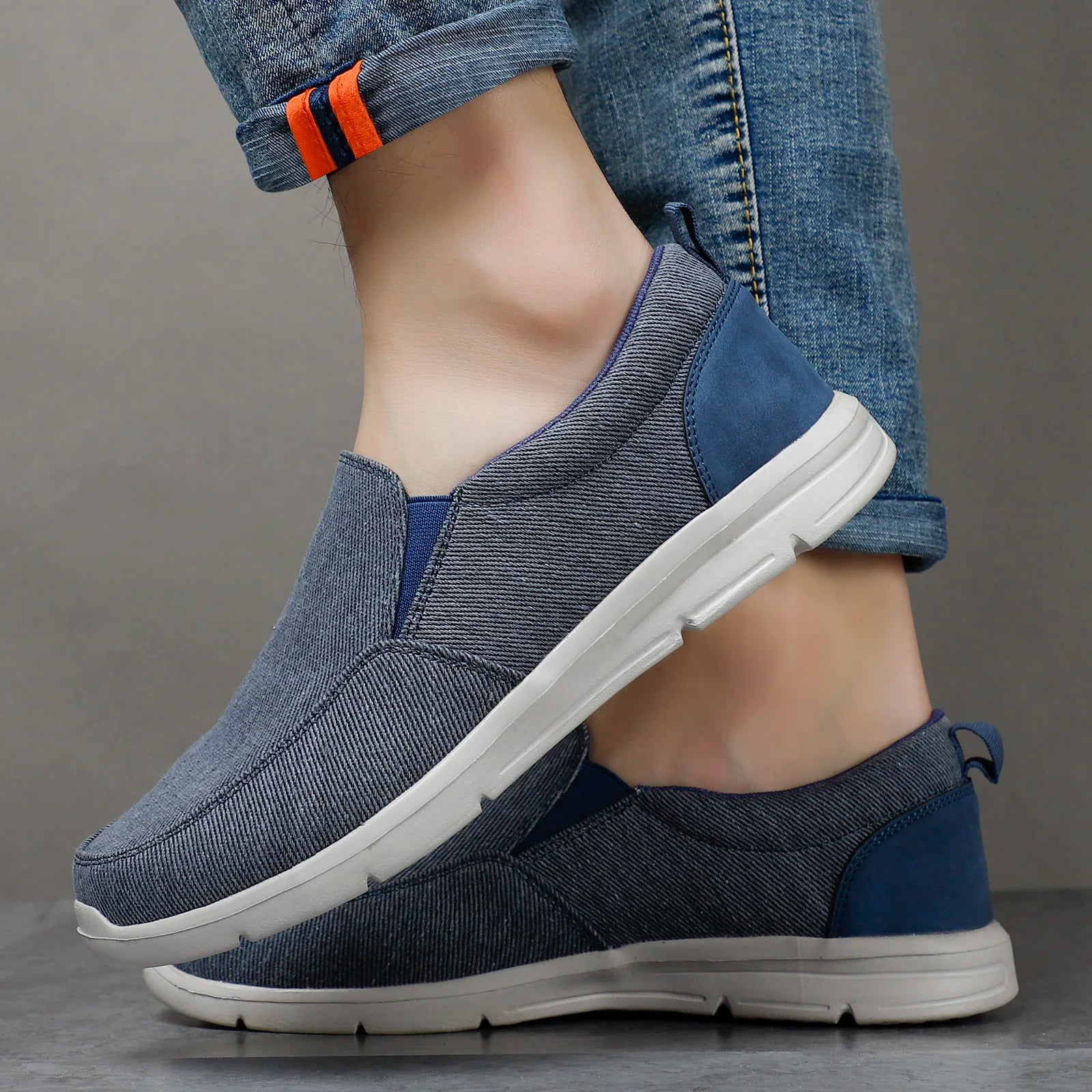 Men's Sneakers Blue Size 10 Canvas Slip-On 4