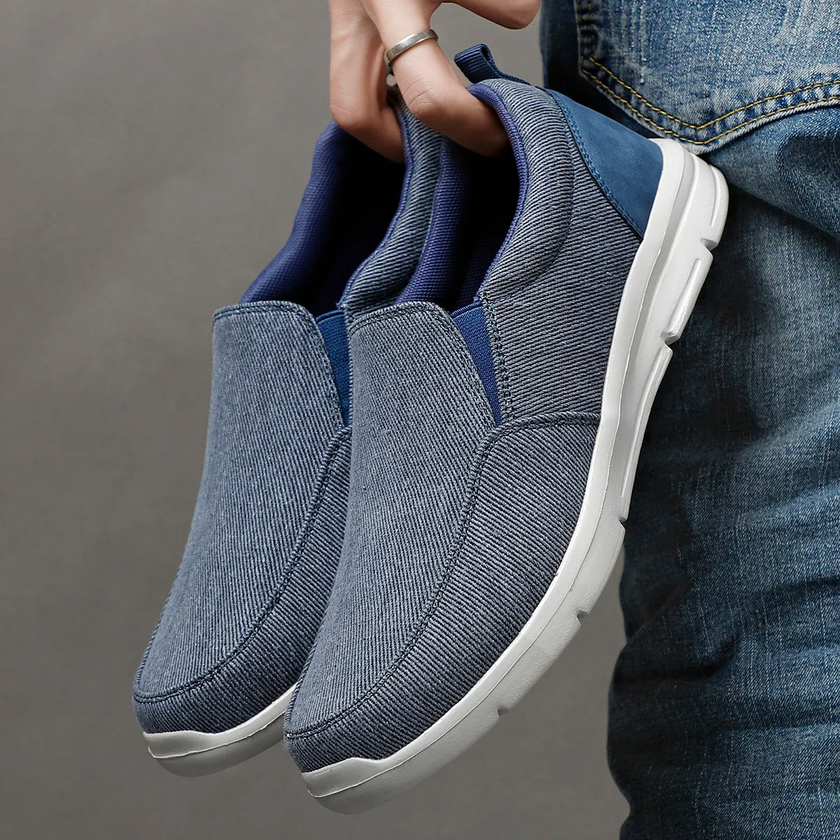 Men's Sneakers Blue Size 10 Canvas Slip-On 7