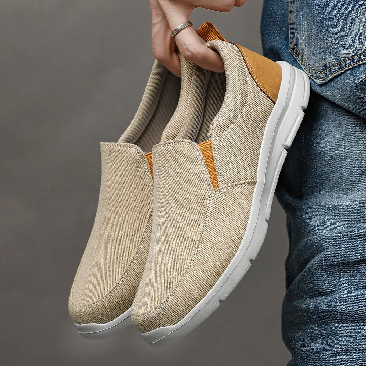 Men's Sneakers Blue Size 10 Canvas Slip-On 8