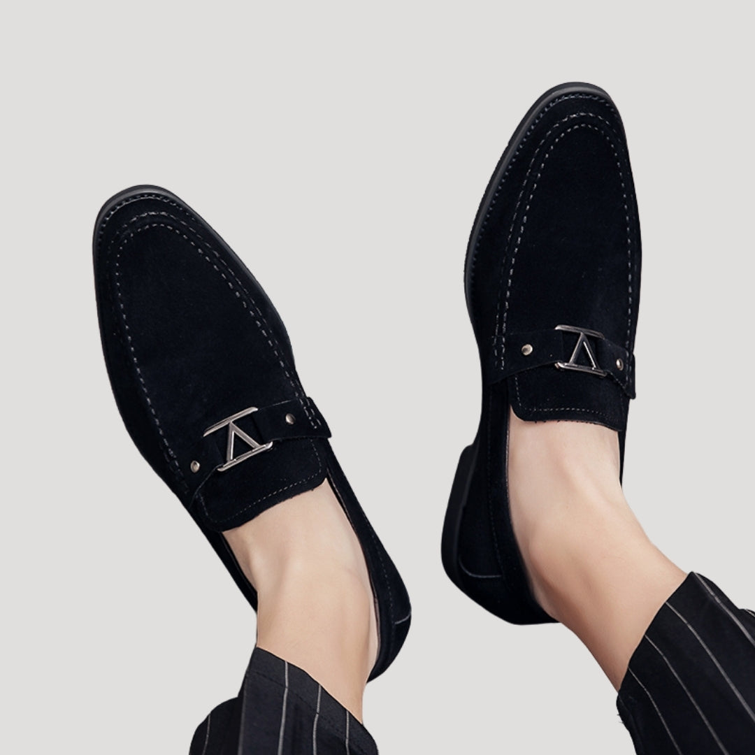 Men's Suede Loafers Slip-On Design with Metal Detailing – Brown Loafer Shoes for Smart Casual Wear 2