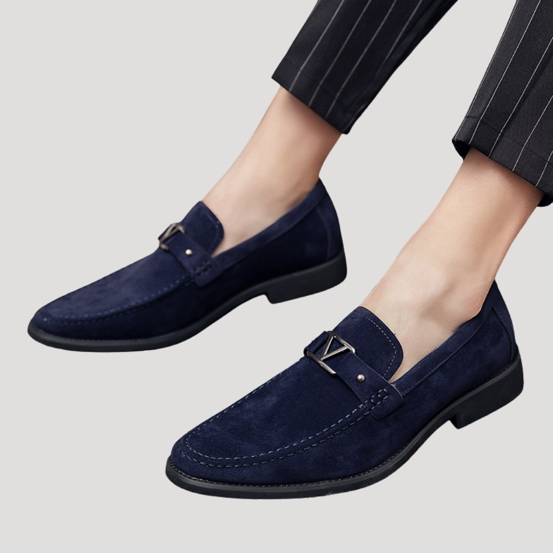 Men's Suede Loafers Slip-On Design with Metal Detailing – Brown Loafer Shoes for Smart Casual Wear 3