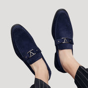 Men's Suede Loafers Slip-On Design with Metal Detailing – Brown Loafer Shoes for Smart Casual Wear 6