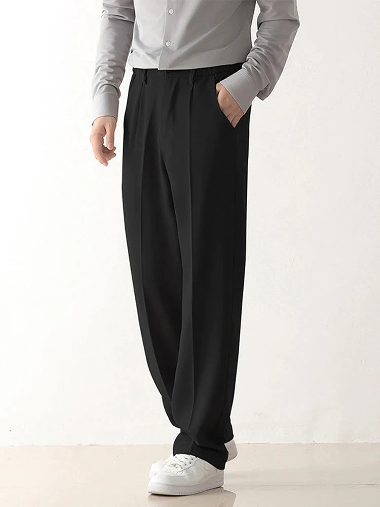 Men's Tailored Draped Pants with Tapered Leg – Polyester Blend for Formal Wear and Sophisticated Style 0