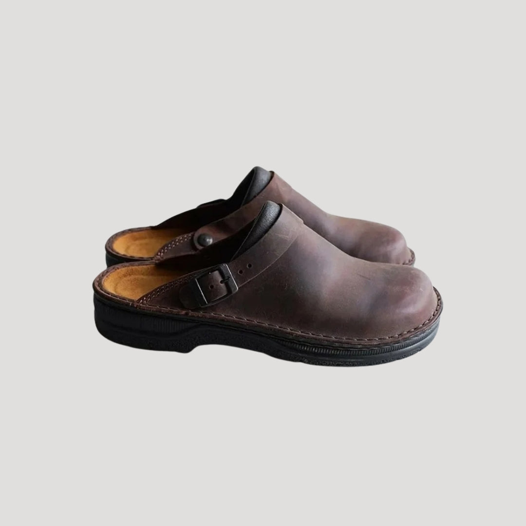 Men’s leather comfort slip on clogs 0