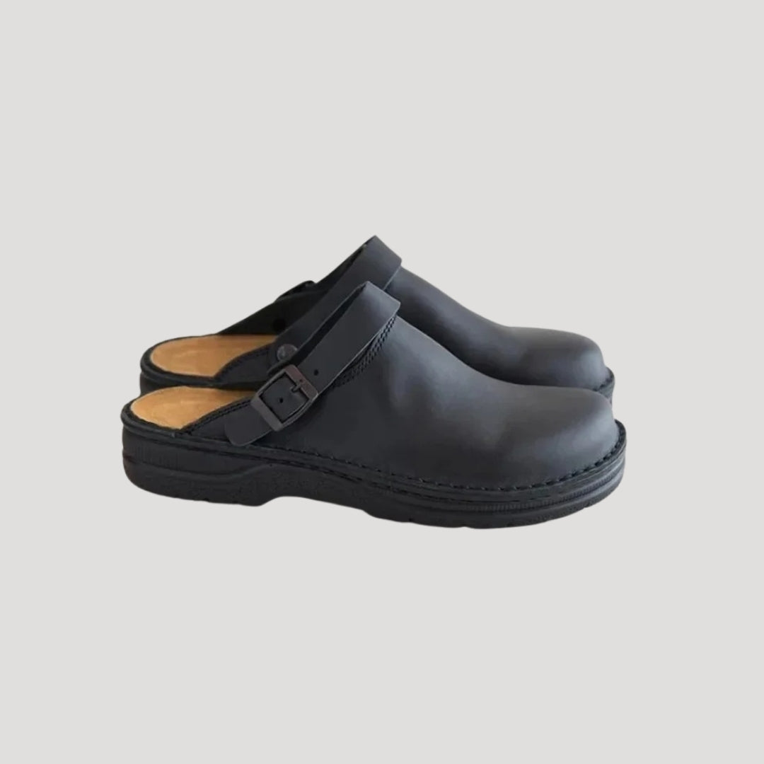 Men’s leather comfort slip on clogs 1
