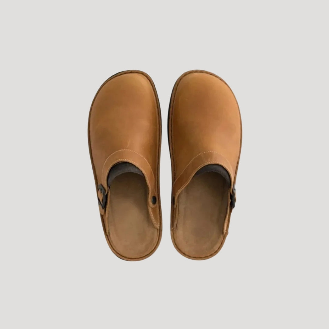 Men’s leather comfort slip on clogs 3