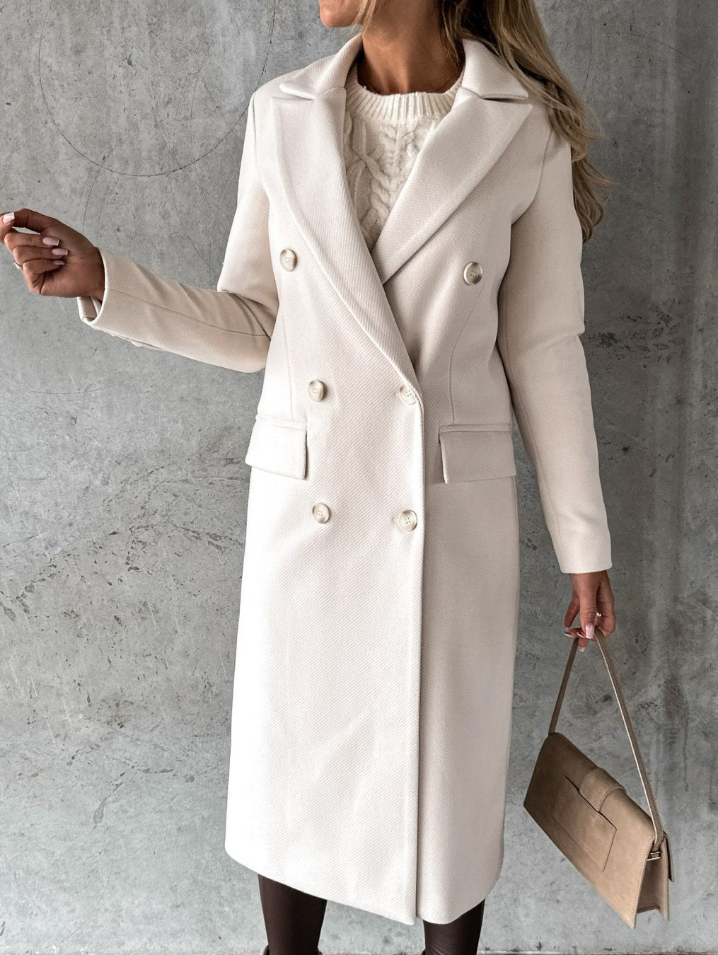 Wool Blend Coat – Double-Breasted – Elegant Winter Style