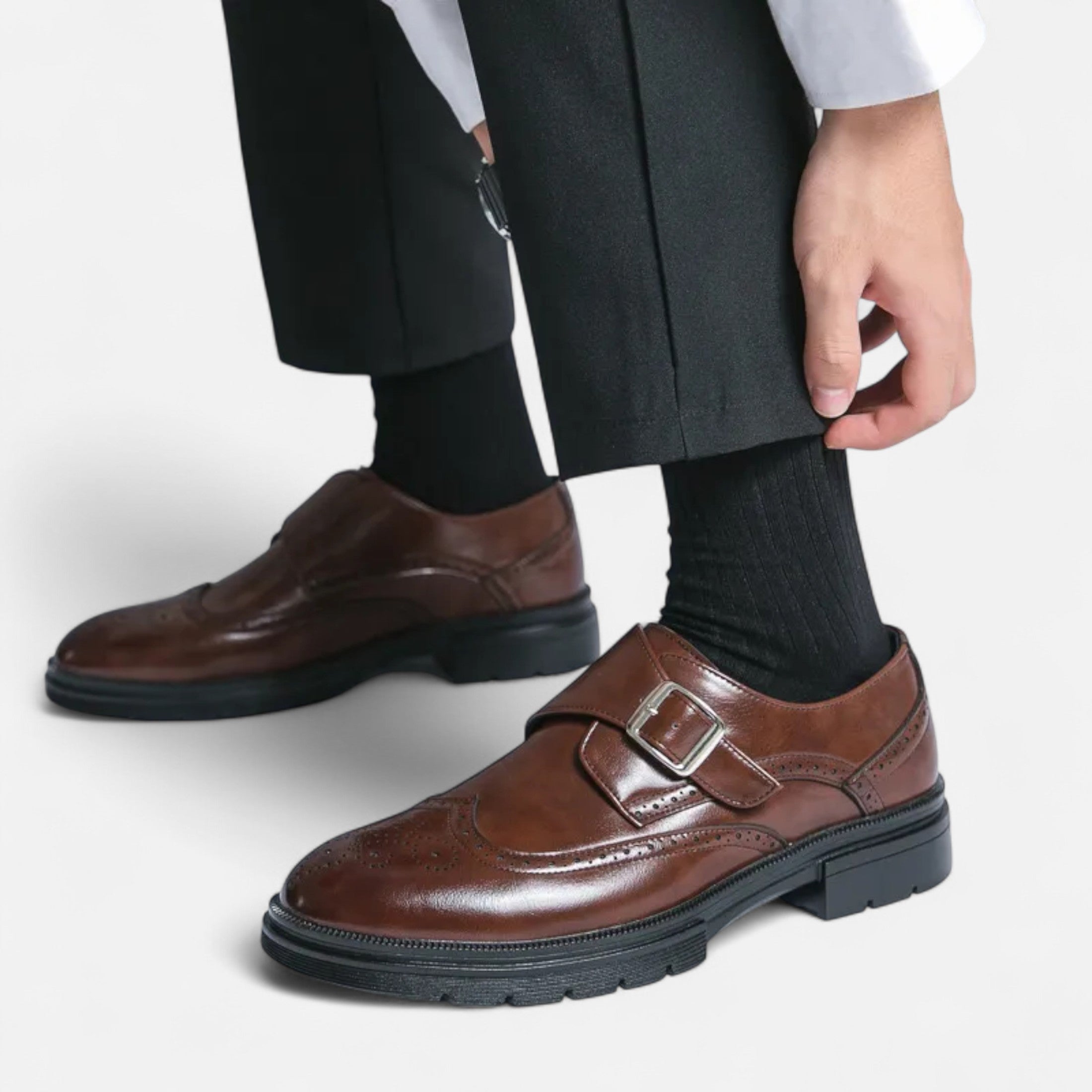Monk Strap Brogue Oxford Shoes – Elegant Formal Style – Perfect for Events 3