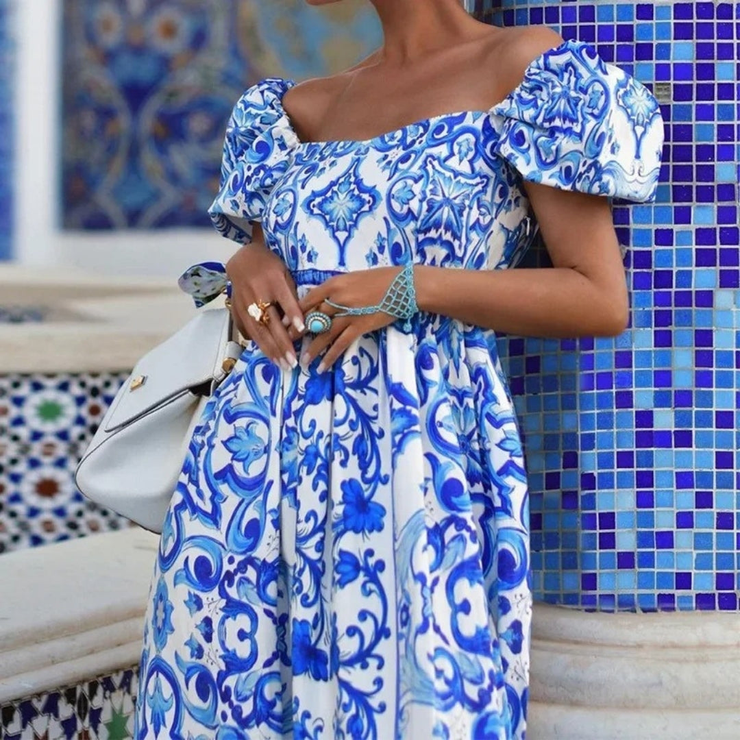 Off Shoulder Maxi Dress – Puff Sleeves – Effortless Summer Vibes 1