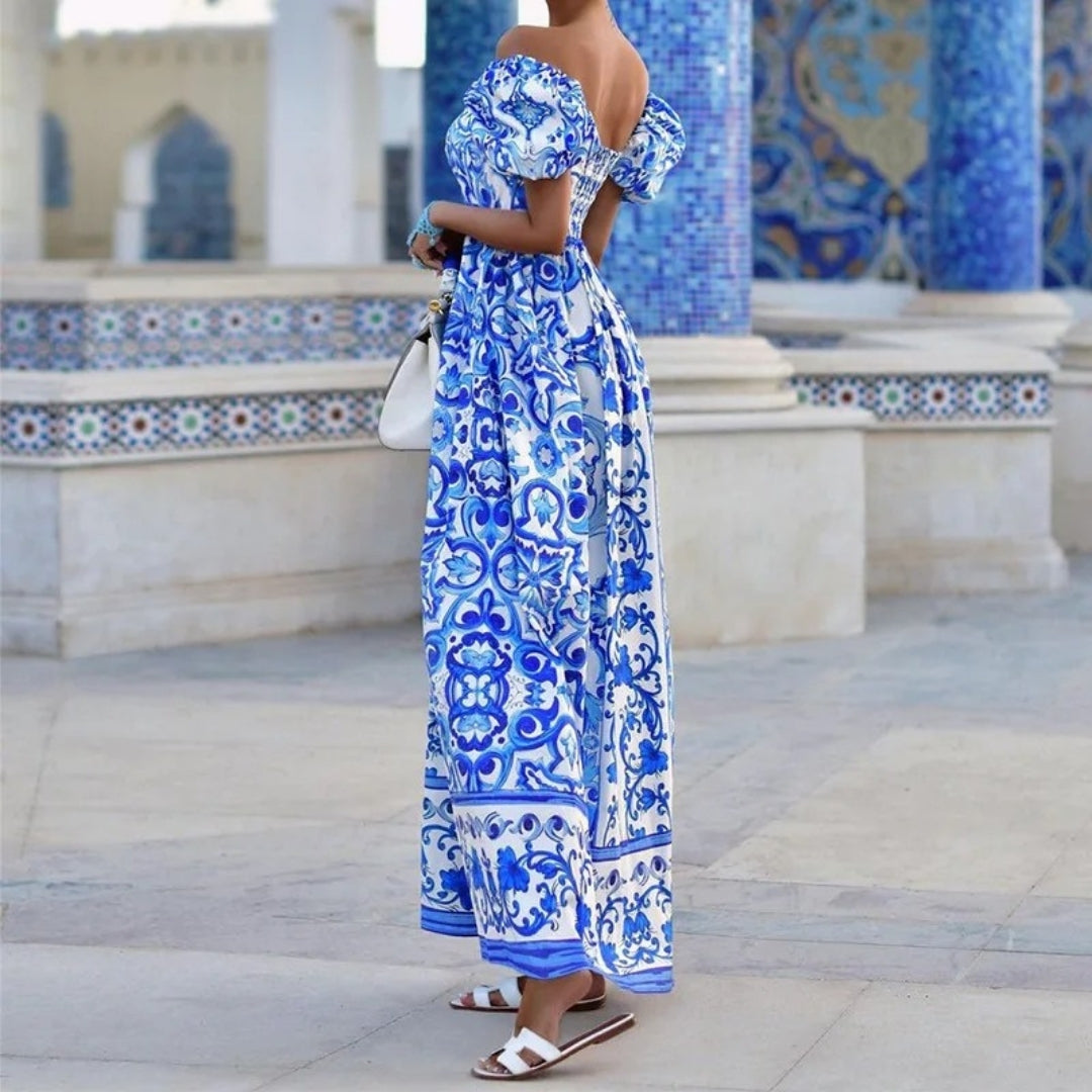 Off Shoulder Maxi Dress – Puff Sleeves – Effortless Summer Vibes 3