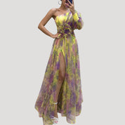 One Shoulder Maxi Dress – Floral Design – Elegant Wedding Guest Look 5