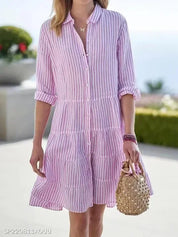 Oversized Dress – Striped Design – Casual Weekend Chic 0