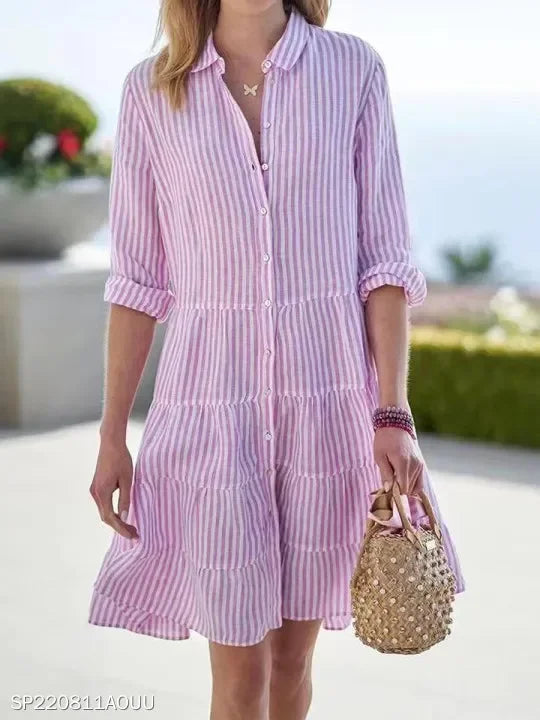 Oversized Dress – Striped Design – Casual Weekend Chic 0