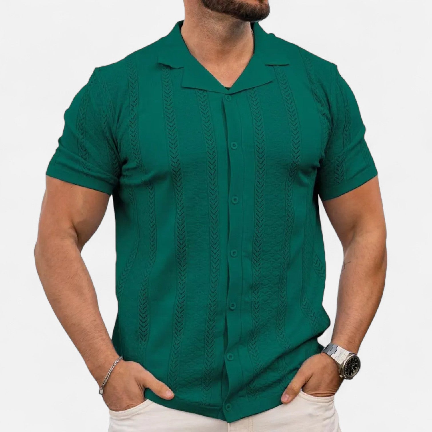 Patchwork Knit Shirt – Unique Design – Casual Everyday Style 1