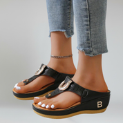 Platform Sandals – Toe Post & Metallic Ring – Bold Everyday Comfort