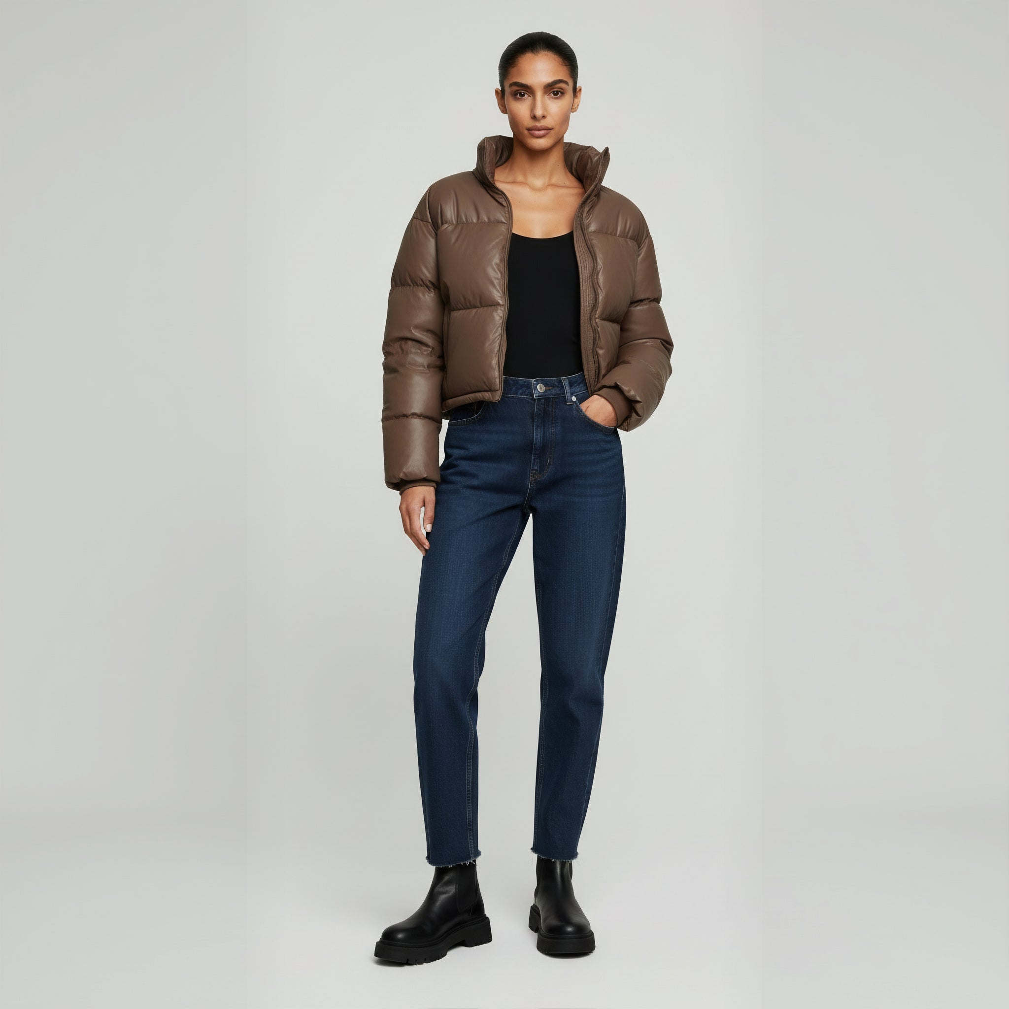 Cropped Puffer Jacket – Stylish Warmth for Winter Outings - 1