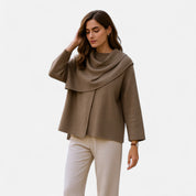 Quilted Winter Coat – Integrated Asymmetrical Scarf – Chic Everyday Style 4