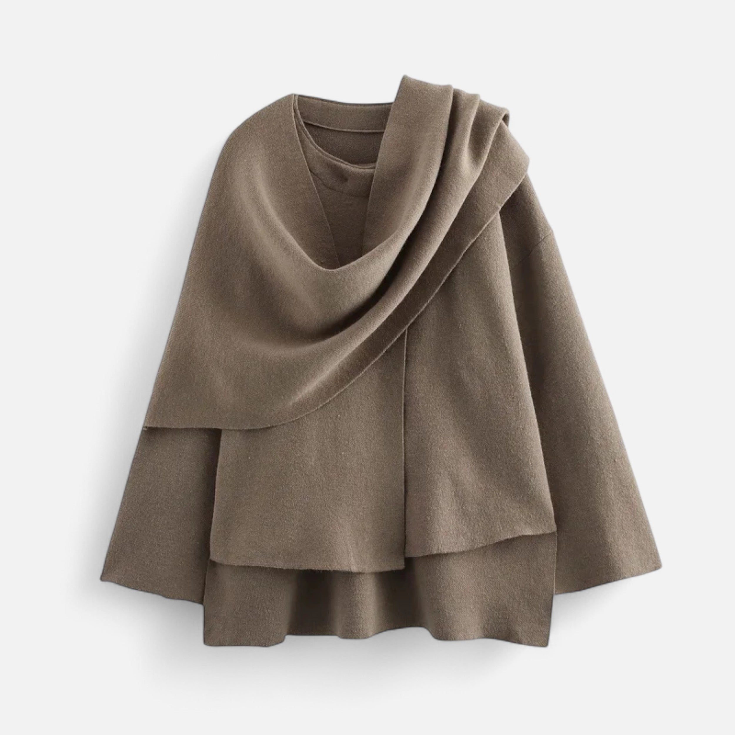 Quilted Winter Coat – Integrated Asymmetrical Scarf – Chic Everyday Style 9