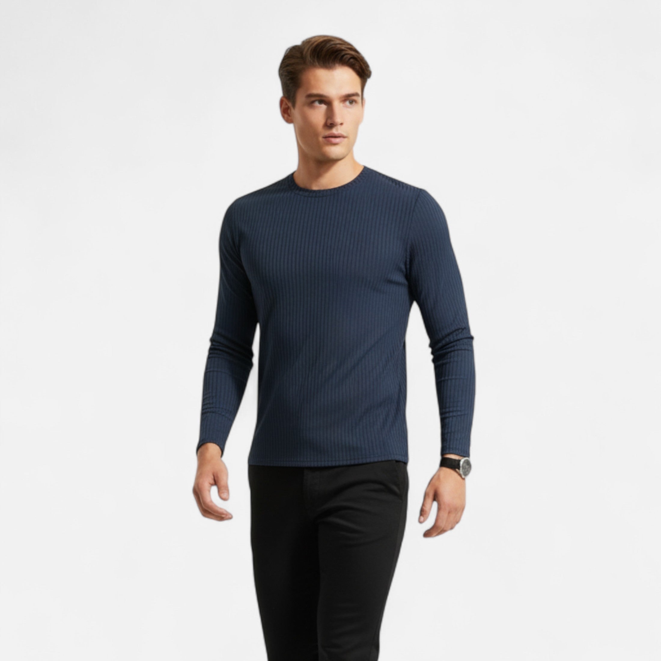 Ribbed Long Sleeve T-Shirt – Soft Fabric – Casual Sophistication 1