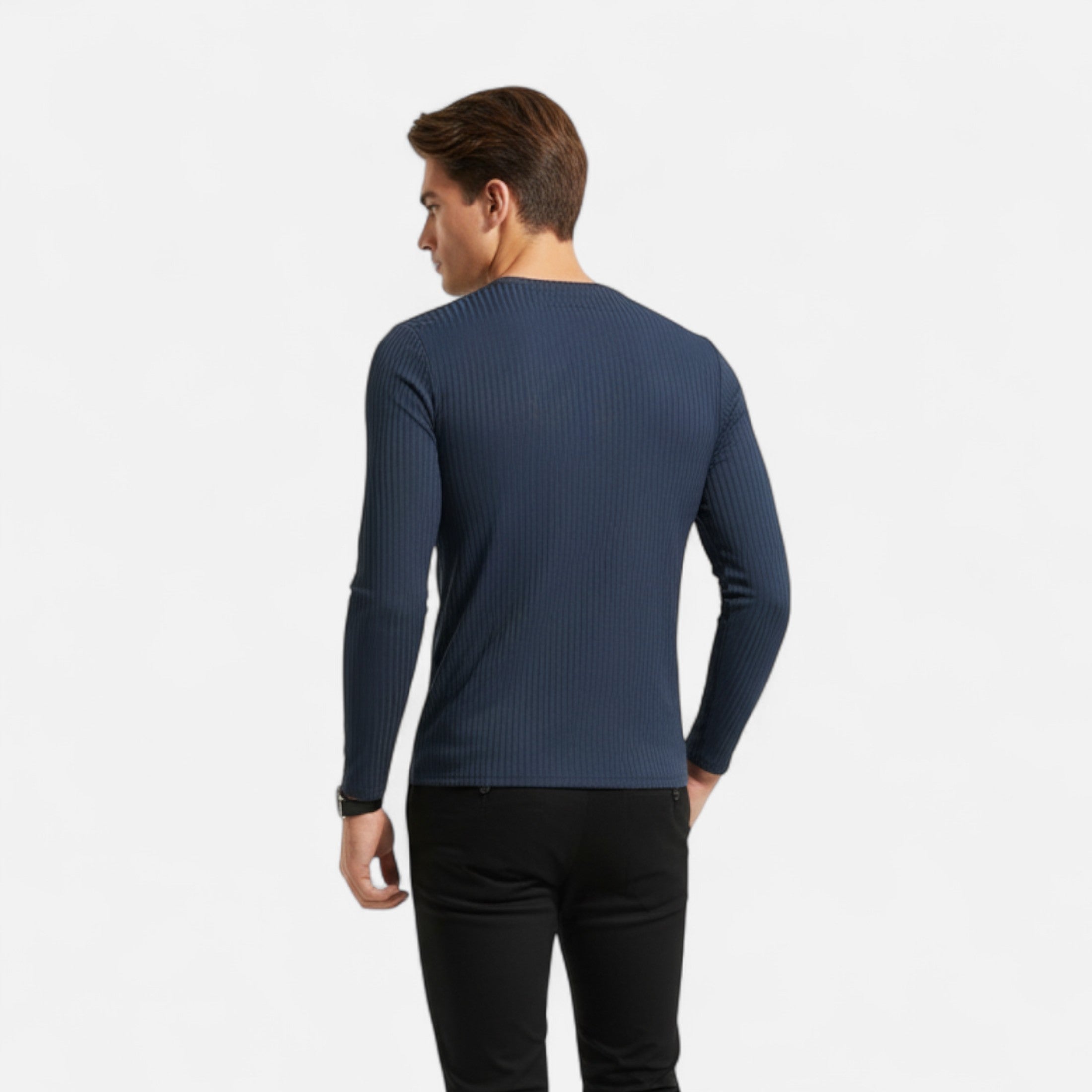 Ribbed Long Sleeve T-Shirt – Soft Fabric – Casual Sophistication 2