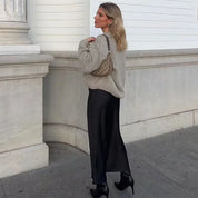 Satin Midi Skirt – Sleek Silhouette – Effortless Chic Style