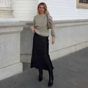 Satin Midi Skirt – Sleek Silhouette – Effortless Chic Style