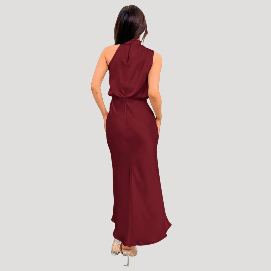 Satin Maxi Dress – Halter Neck – Elegant Wedding Guest Look 13